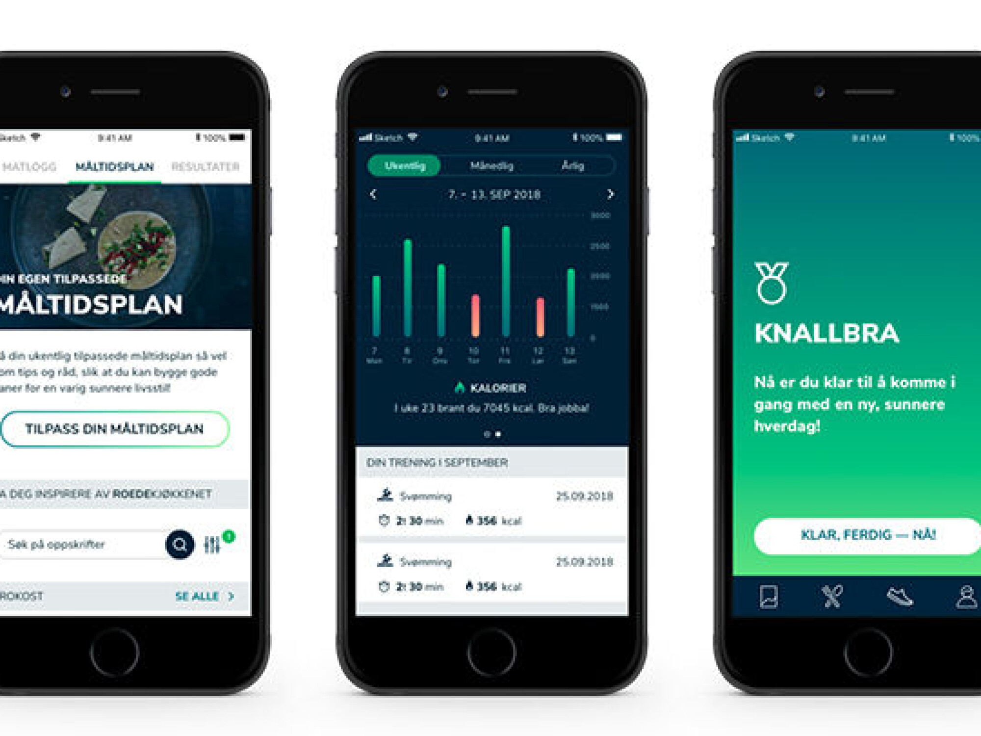 ROEDE-APPEN: Gir deg bl.a. daglig kostholdsscore, måltidstips, over 1000 gode oppskrifter og flere treningsøkter du kan trene når det passer deg!