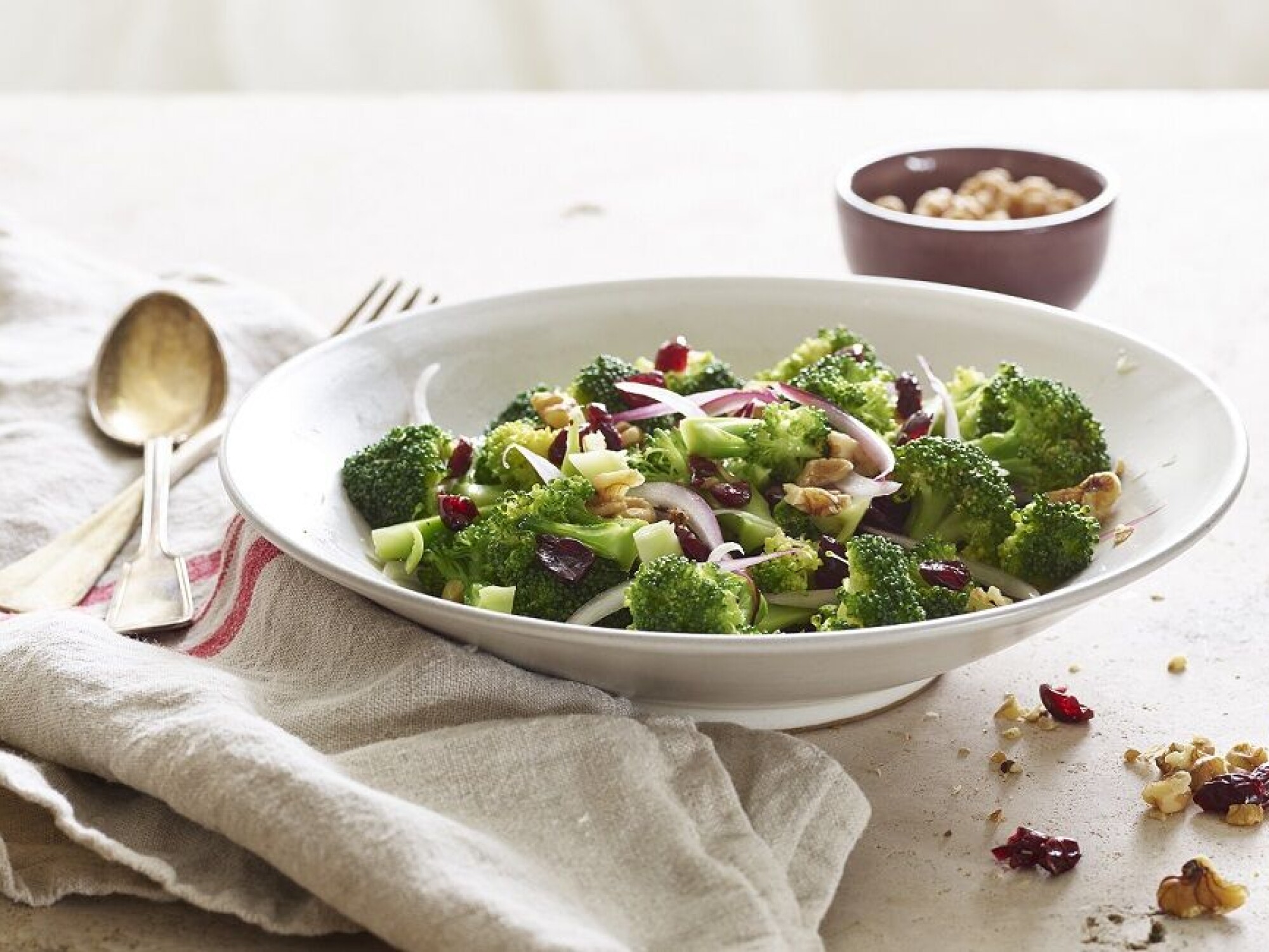Brokkolisalat med tranebær passer godt både som tilbehør eller som en salat med brød til.