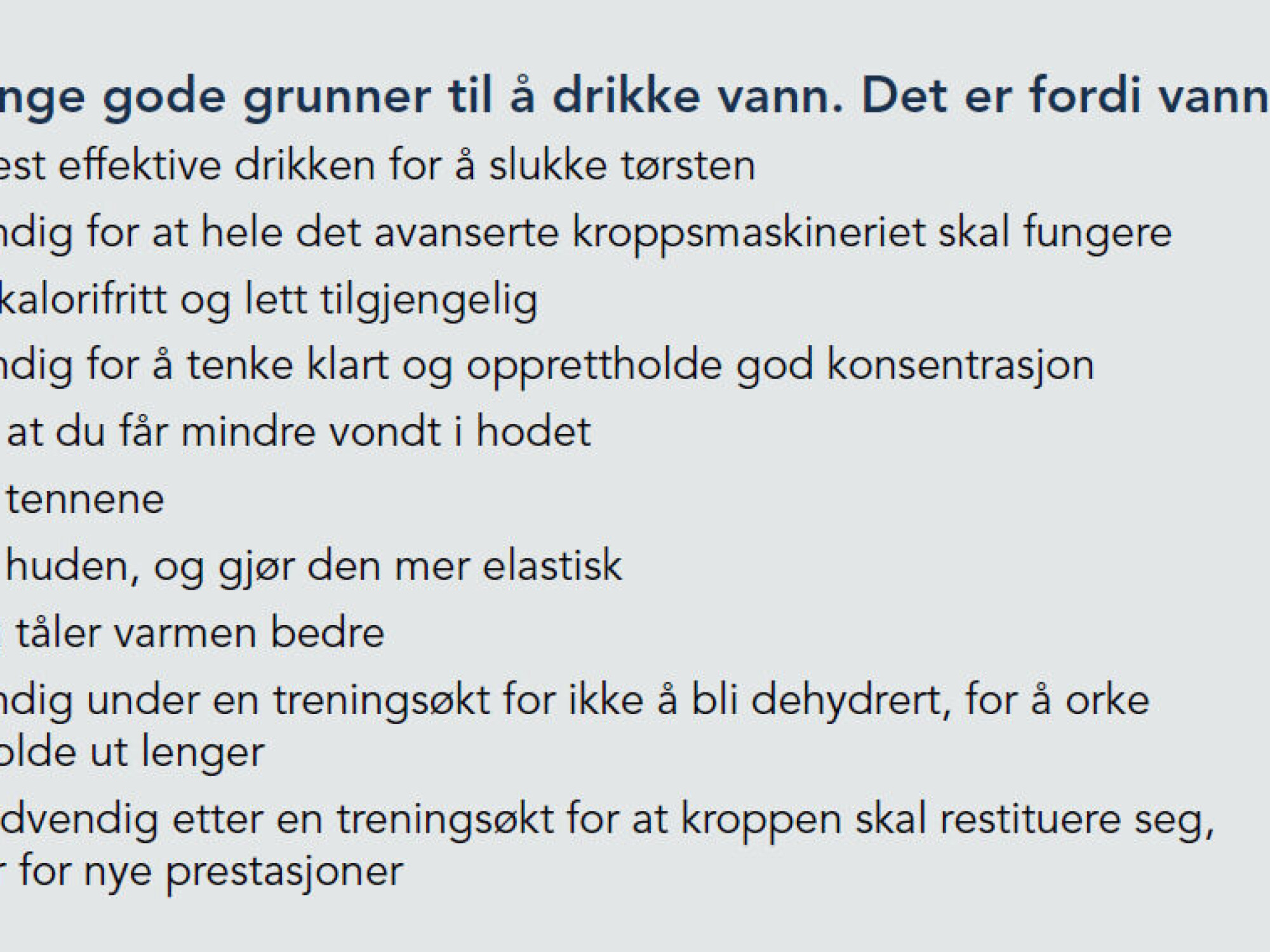 Vann – den beste tørstedrikken