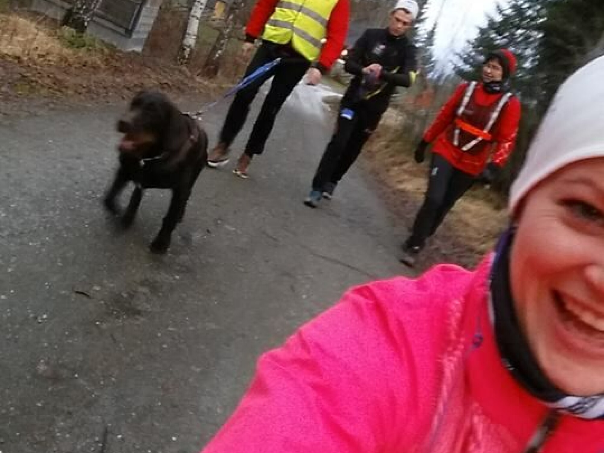 Gå rask gåtur med familien Telebond er også fin oppvarming før en styrkeøkt. Denne høstdagen starter med en god gåtur før jeg trente styrke på verandaen til mine foreldre.